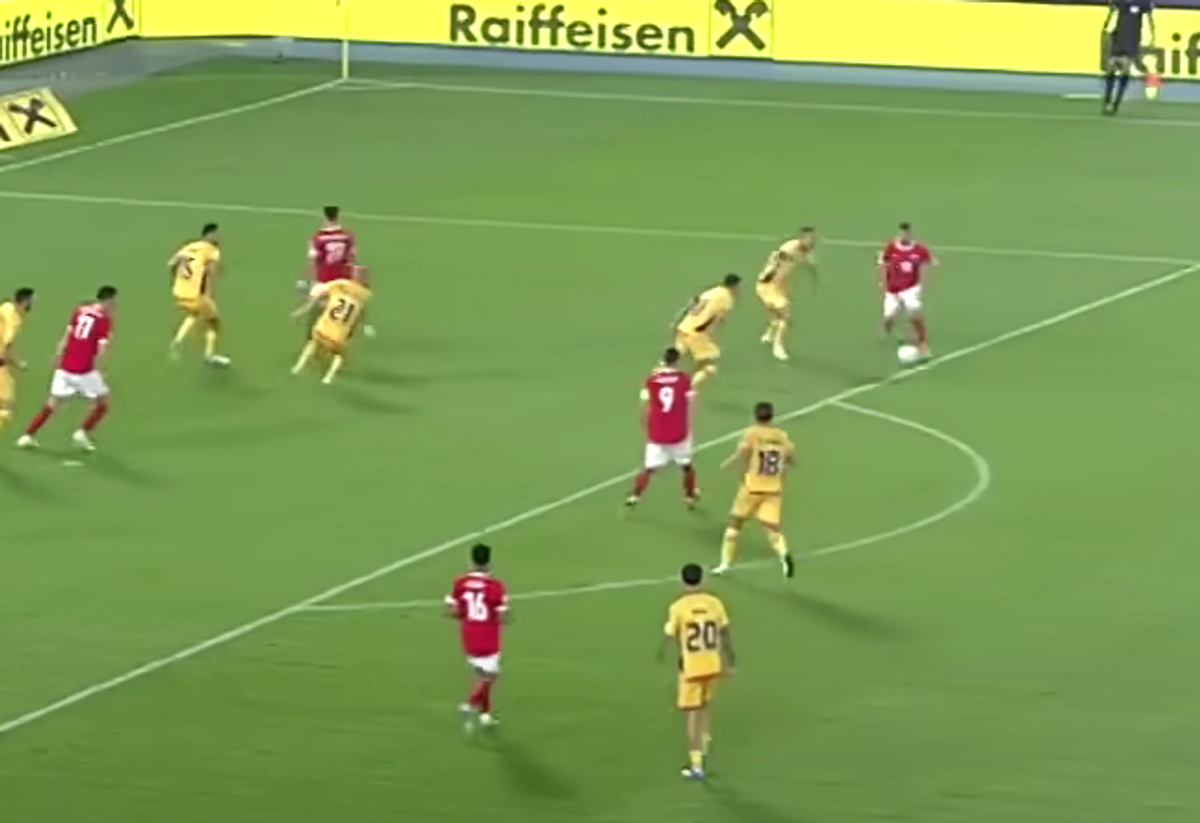 Sabitzer, gol în Austria - România 2-1, 07.06.2025 // foto: Antena 1