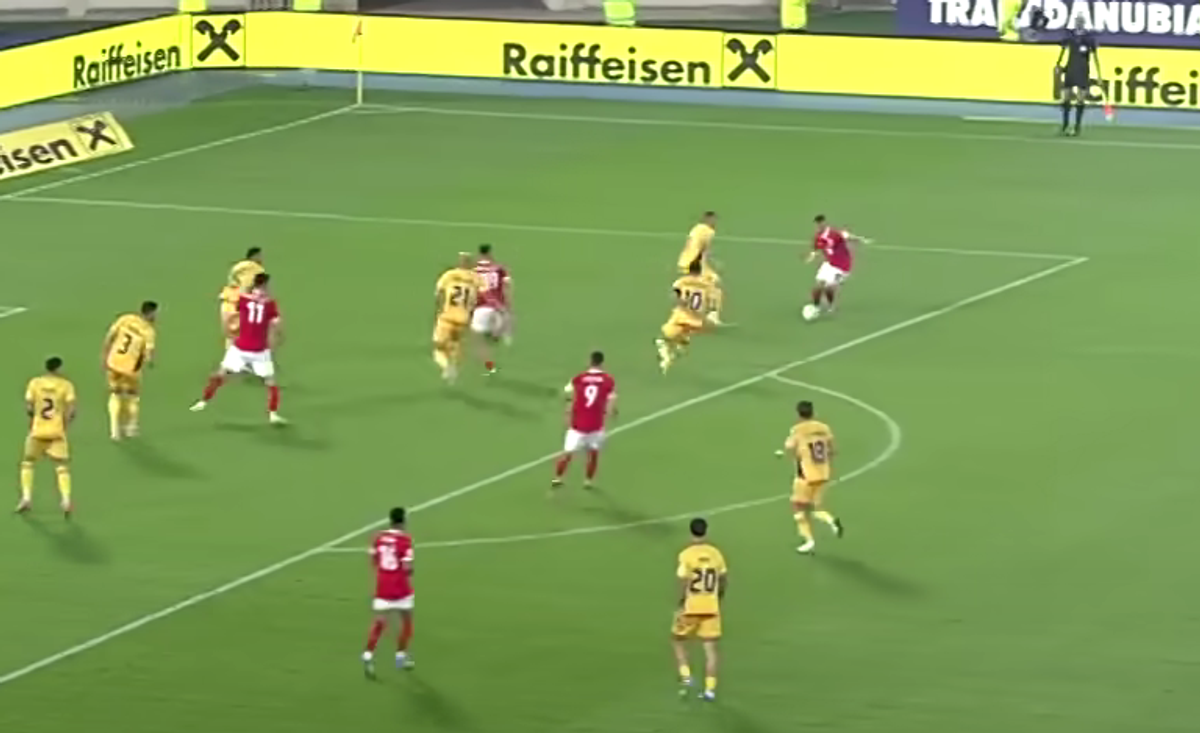 Sabitzer, gol în Austria - România 2-1, 07.06.2025 // foto: Antena 1