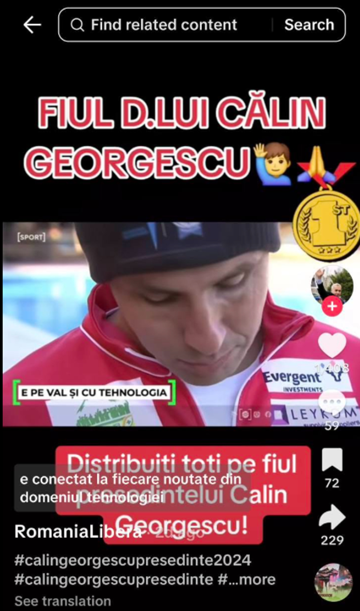 „Nu sunt fiul lui Călin Georgescu!” » Sportivul român, nevoit să dezmintă public