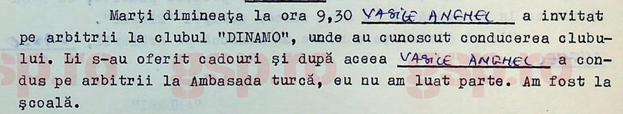 Pasajul din nota informativă din 20 septembrie, în care sursa „Andrei” evocă la Securitate vizita făcută de Talat Tokat la Ambasada Turciei, fără prezența sa: „Am fost la școală”. Foto: arhiva CNSAS Arhivele Securității: imagini rare și detalii explozive din culisele europene ale lui Dinamo - mese de lux, bani, fete și vacanțe pentru arbitri + „A apreciat-o pe informatoarea «Brândușa»”