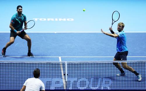 Horia Tecău și Kevin Krawietz în timpul meciului de azi de la Torino Foto Guliver/GettyImages