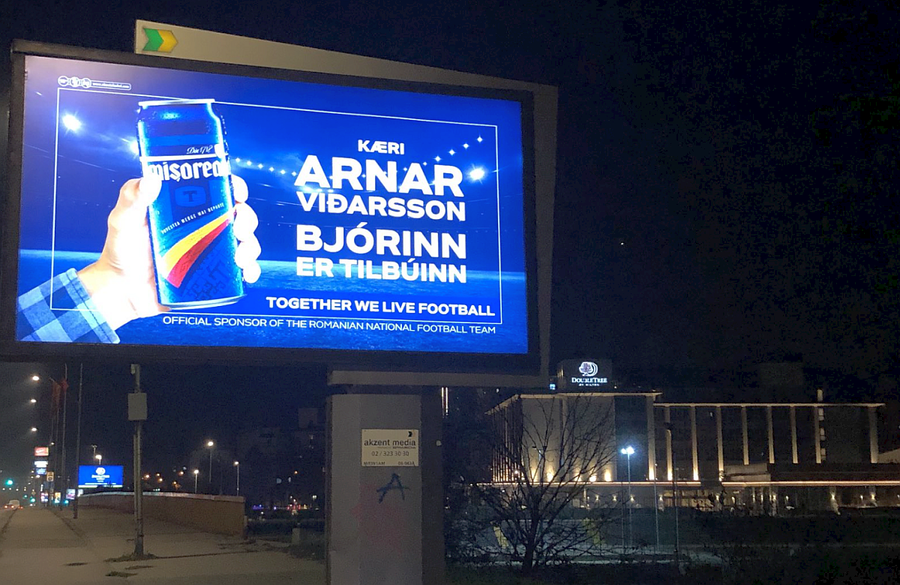 Sponsorul naționalei, mesaj pentru selecționerul Islandei în fața stadionului din Macedonia de Nord: „Berea e pregătită”