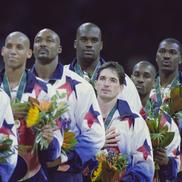 De la stânga la dreapta: Mitch Richmond, Reggie Miller, Karl Malone, John Stockton, Shaquille O'Neal, Gary Payton și Hakeem Olajuwon (foto: Guliver/Getty Images)