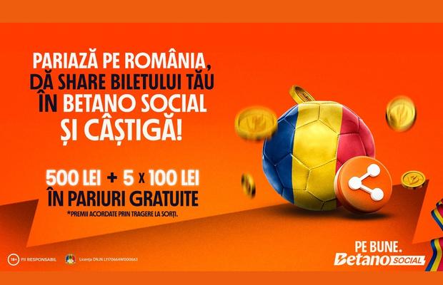Hai România pe Betano Social! Dă share și câștigă 500 Lei Pariu Gratuit! Pe Bune!