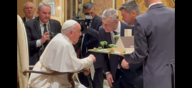 Neluțu Varga şi Pietro Chiodi, vizită privată la Papa Francisc. Foto: captură Fanatik
