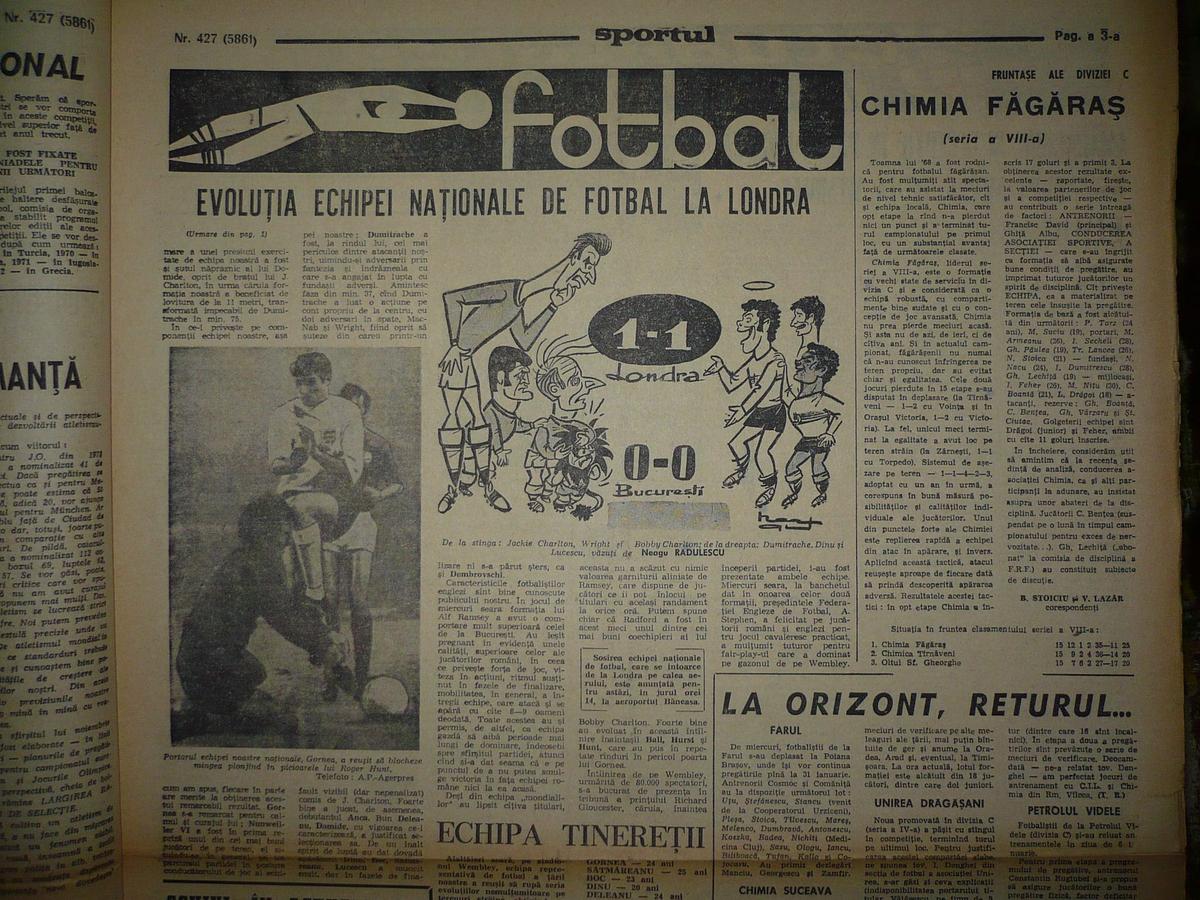 RETRO GSP. 52 de ani de la Anglia - România 1-1 » Și de la debutul celui care a refuzat Dinamo, Steaua și Rapid pentru a nu-și trăda unica dragoste