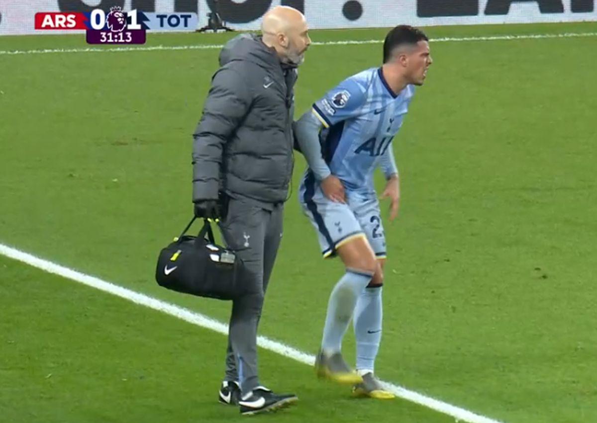 Fază uluitoare în Arsenal - Tottenham: l-a accidentat din dribling pe colegul lui Drăgușin!