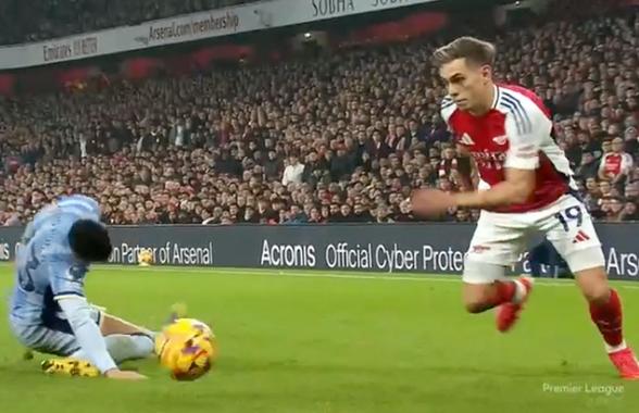 Fază uluitoare în Arsenal - Tottenham: l-a accidentat din dribling pe colegul lui Drăgușin!