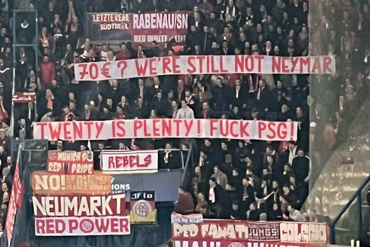 Ultrașii lui Bayern Munchen, protest vulgar împotriva miliardarilor de la PSG: „70 de euro? N-am ajuns încă să fim Neymar”