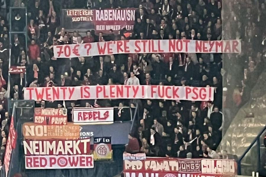 Ultrașii lui Bayern Munchen au protestat împotriva miliardarilor de la PSG Ultrașii lui Bayern Munchen, protest vulgar împotriva miliardarilor de la PSG: „70 de euro? N-am ajuns încă să fim Neymar”