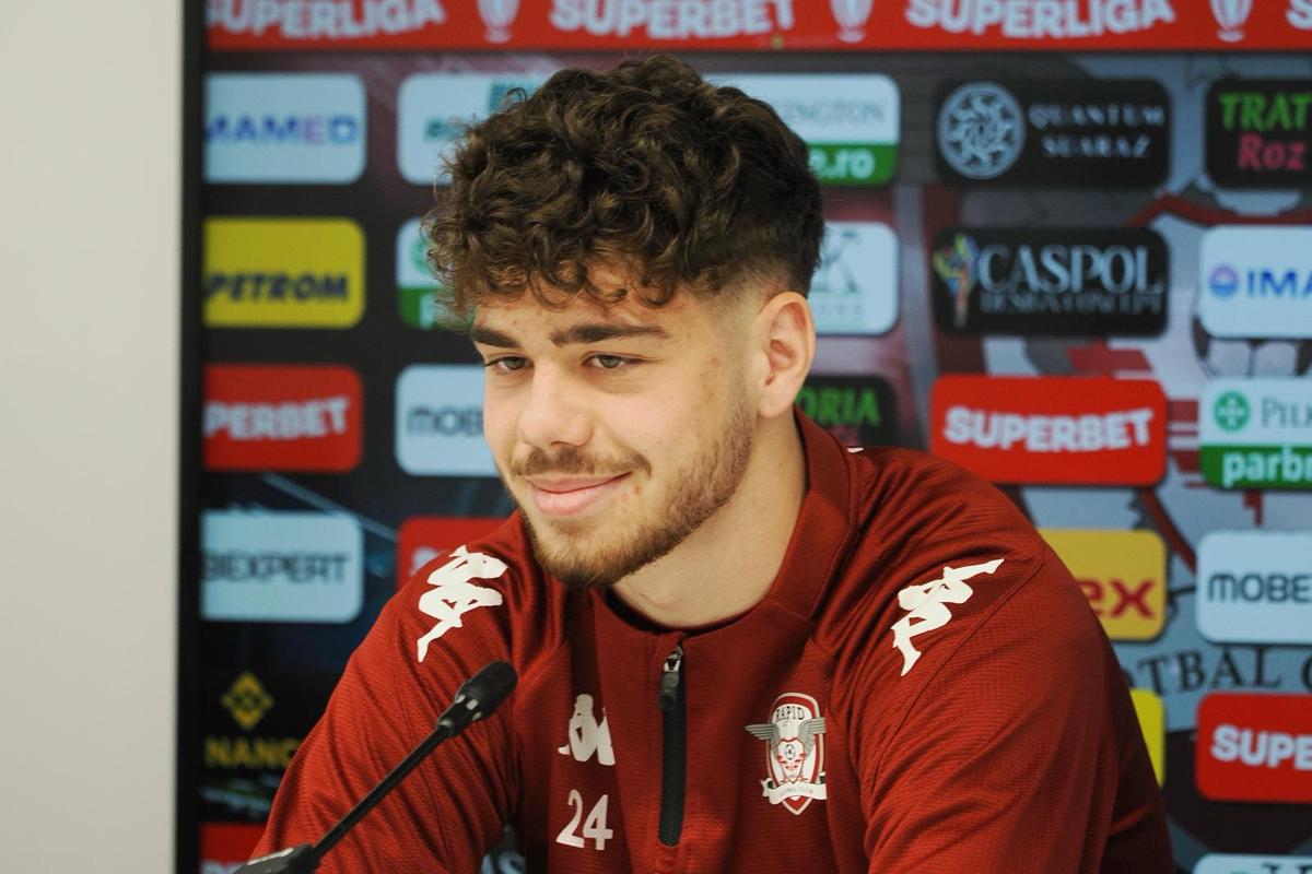 Cristiano Bergodi și Andrei Borza, la conferință de presă de la Rapid, înainte de meciul cu Hermannstadt
