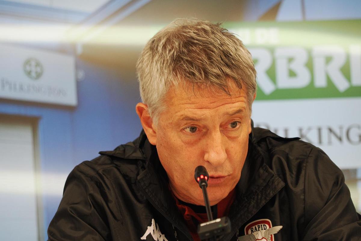 Cristiano Bergodi și Andrei Borza, la conferință de presă de la Rapid, înainte de meciul cu Hermannstadt