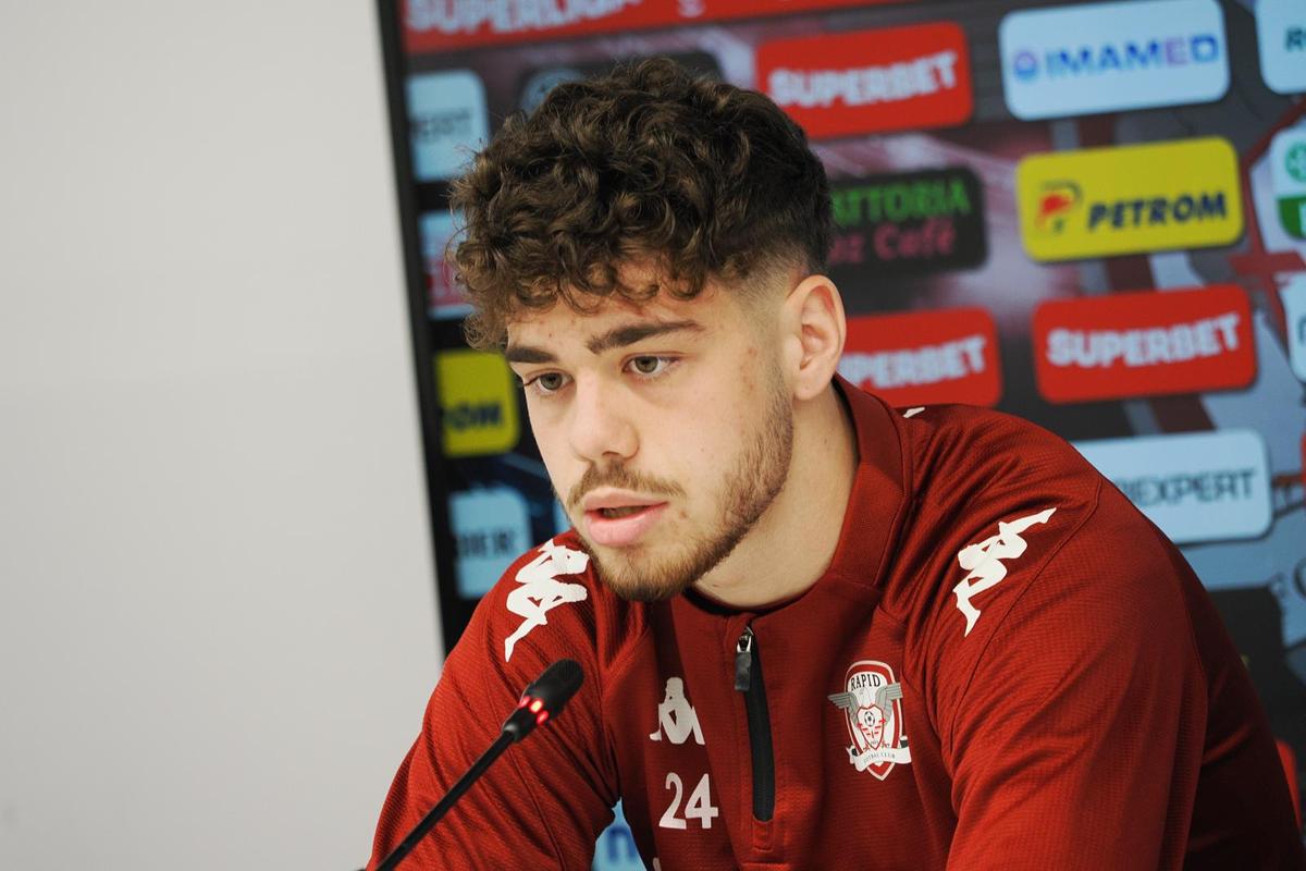 Cristiano Bergodi și Andrei Borza, la conferință de presă de la Rapid, înainte de meciul cu Hermannstadt