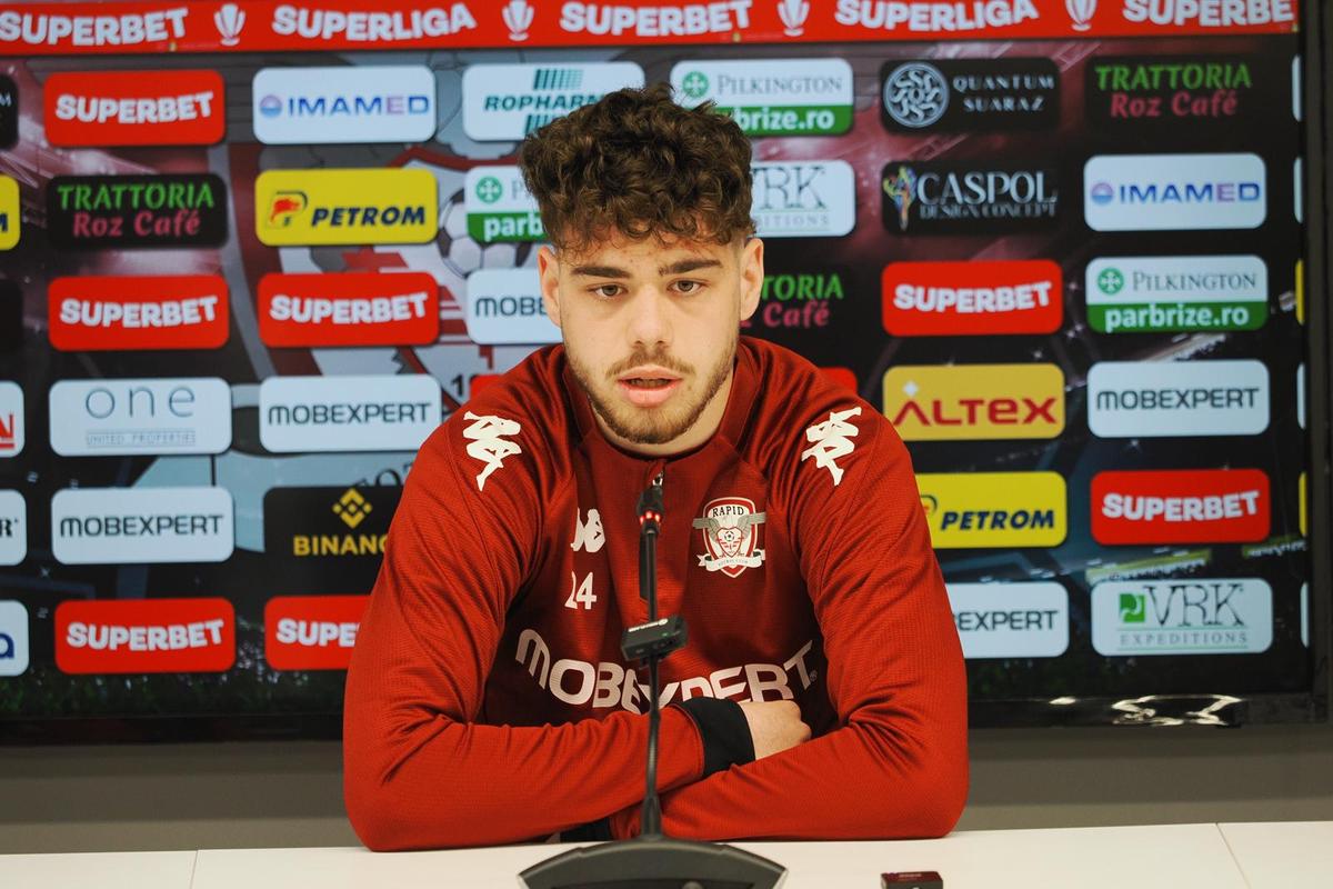 Cristiano Bergodi și Andrei Borza, la conferință de presă de la Rapid, înainte de meciul cu Hermannstadt