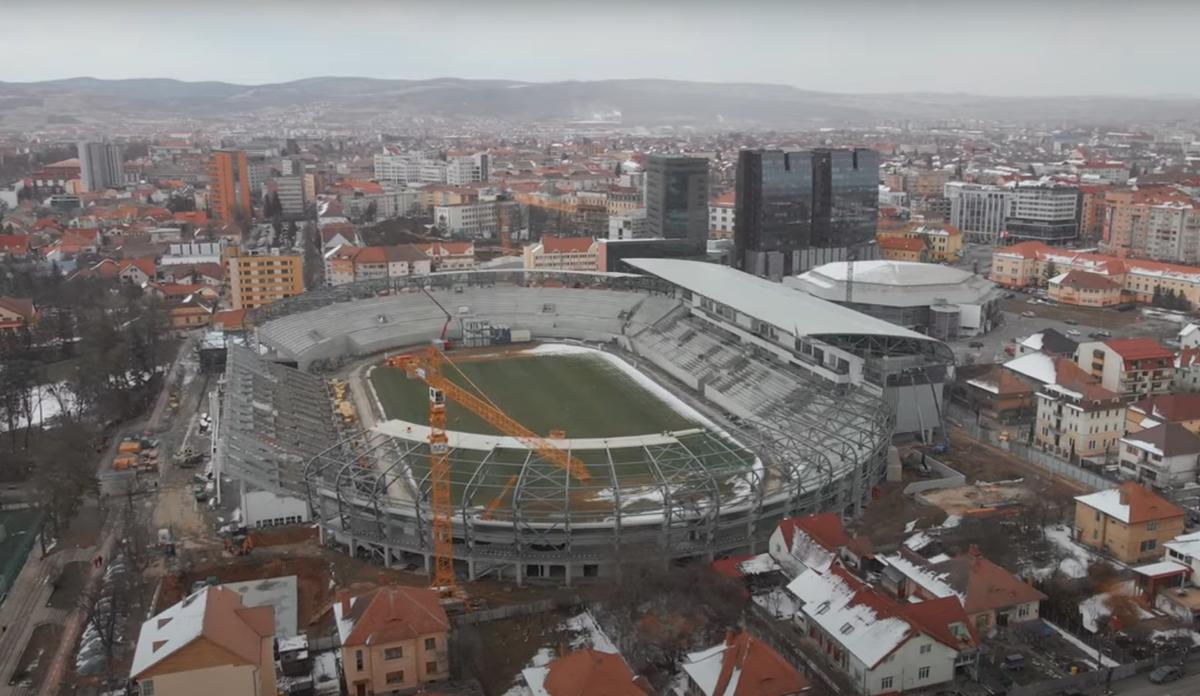 Drona a survolat noua arenă de 24 de milioane de euro din România » Când ar putea fi gata pentru fotbal