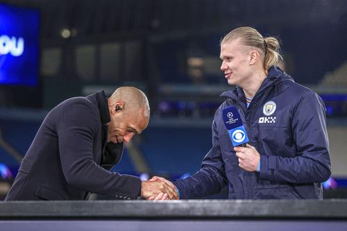 Thierry Henry, reverență în fața lui Erling Haaland/ foto: @Twitter CBS Sport