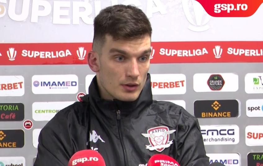 Farul s-a impus în deplasarea cu Rapid, scor 2-1, în runda inaugurală a play-off-ului din Superliga României. Marian Aioani (24 de ani), portarul giuleștenilor, n-a găsit explicații pentru prestația echipei lui.