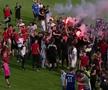 Sărbătoare la Mediaș, după ce Hermannstadt a promovat în Liga 1 // foto: captură DigiSport