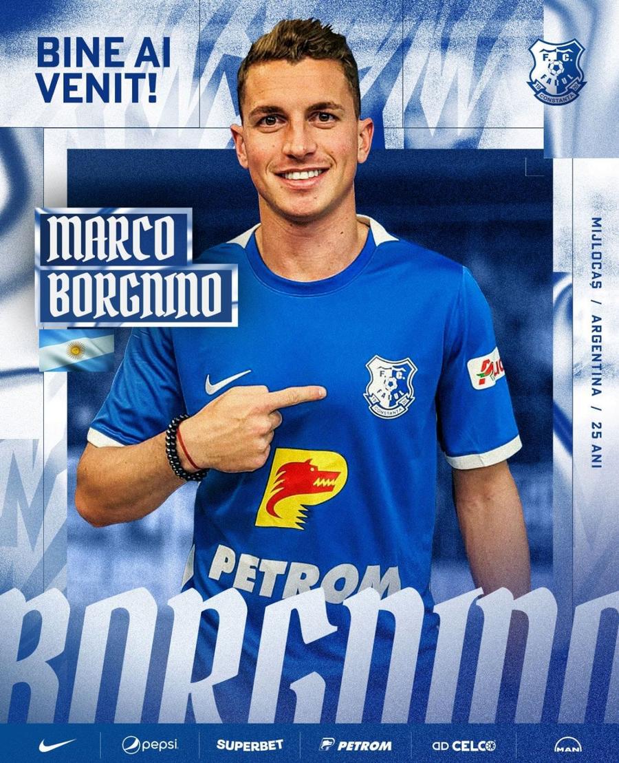 Marco Borgnino, noul transfer al Farului. Foto: Facebook @ Farul Constanța Farul a anunțat transferul unui mijlocaș din liga secundă argentiniană