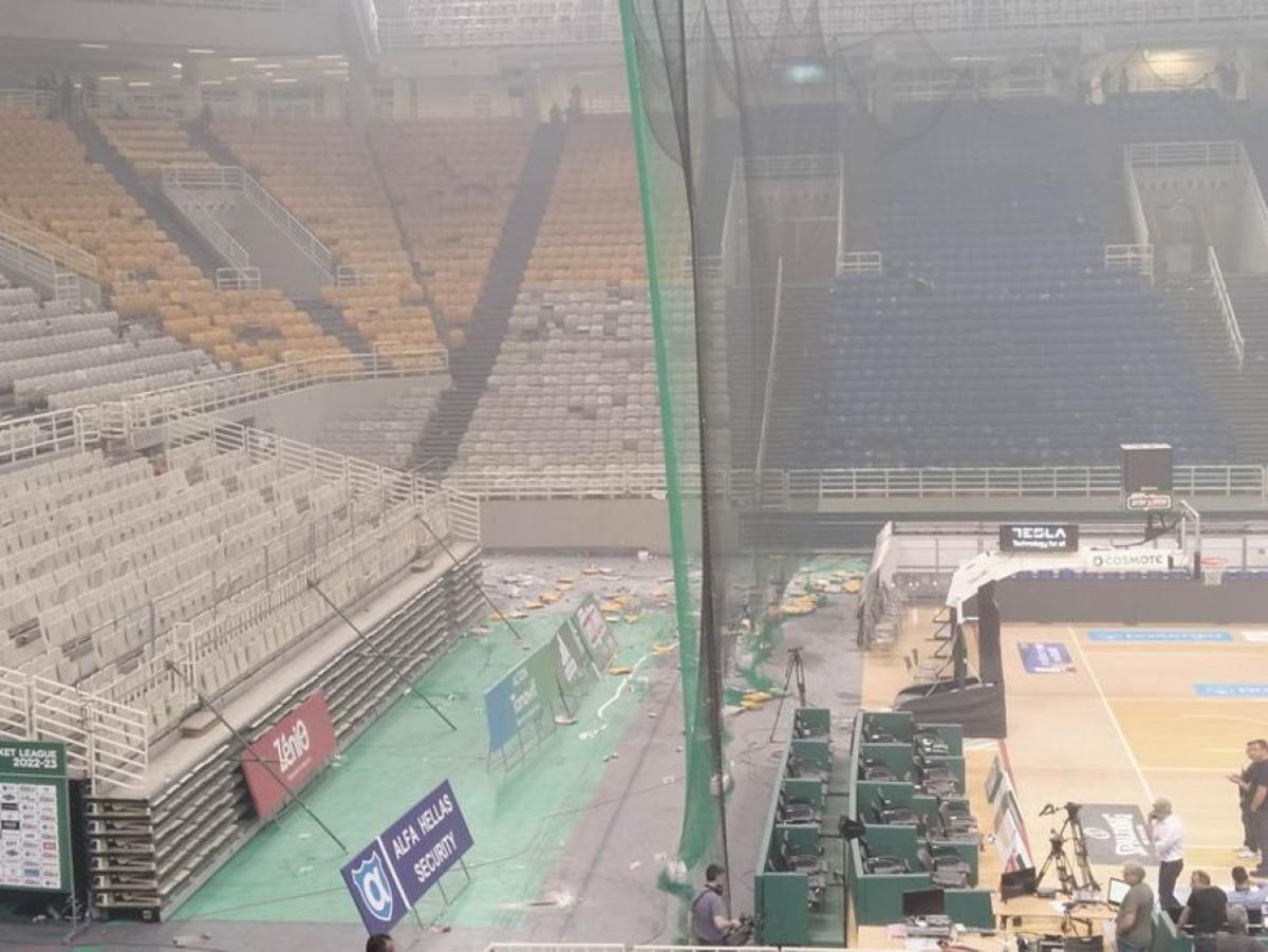 Haos la finala campionatului dintre Panathinaikos și Olympiakos! Fanii gazdelor n-au mai suportat umilința » Colosala OAKA Arena arată ca după război + titlul s-a dat la „masa verde”