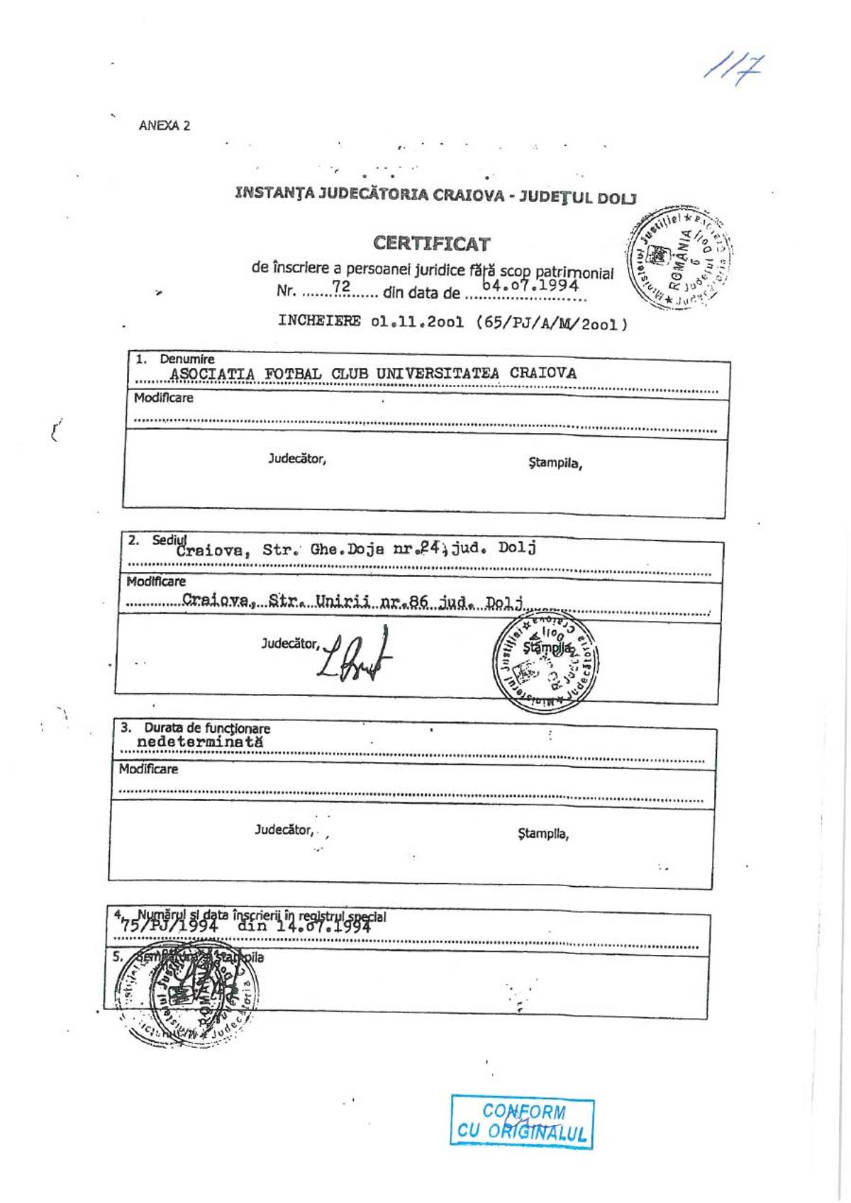 Documentele publicate de FCU Craiova: Adrian Mititelu susține că echipa sa deține sigla și palmaresul Universității