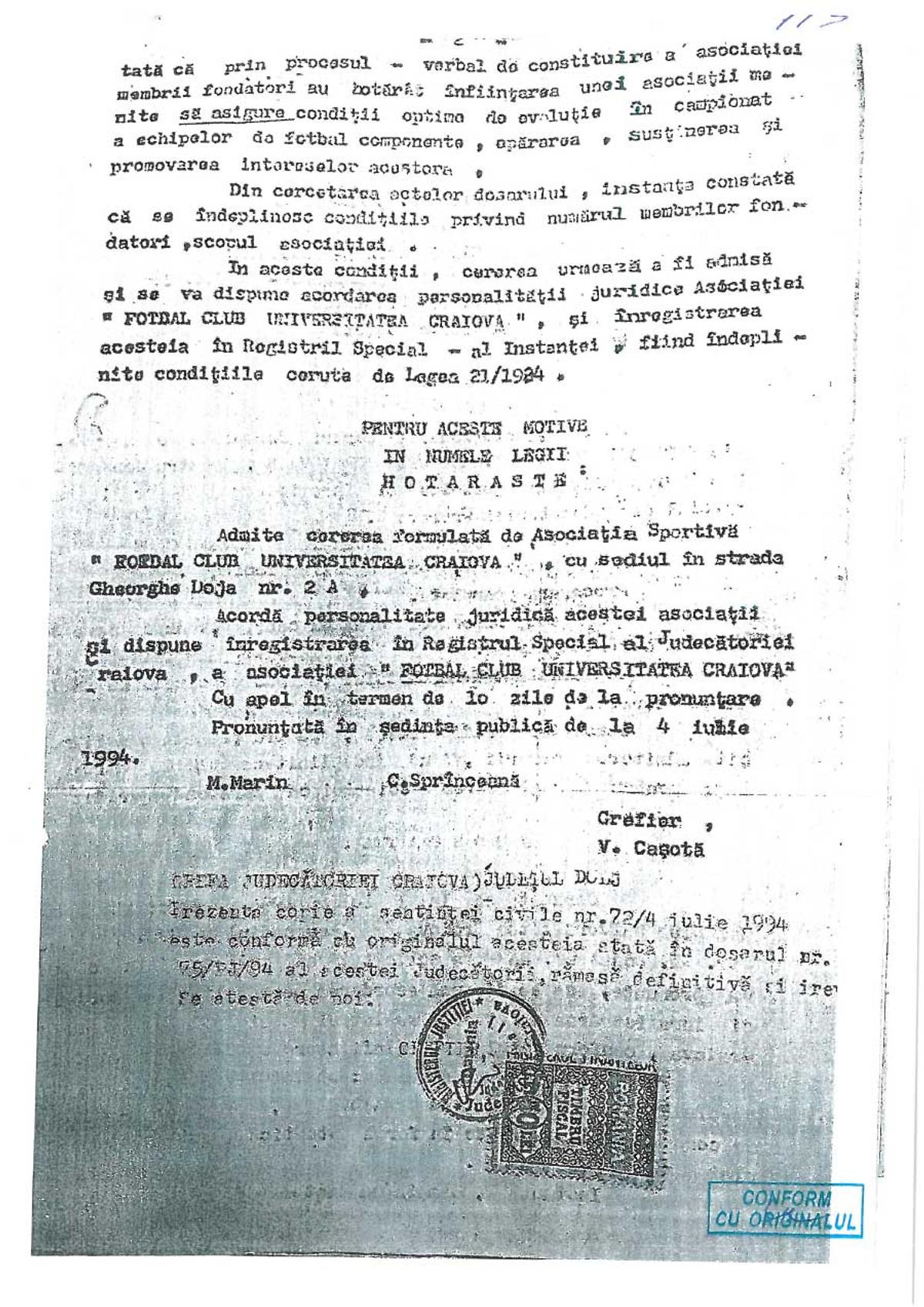 Documentele publicate de FCU Craiova: Adrian Mititelu susține că echipa sa deține sigla și palmaresul Universității