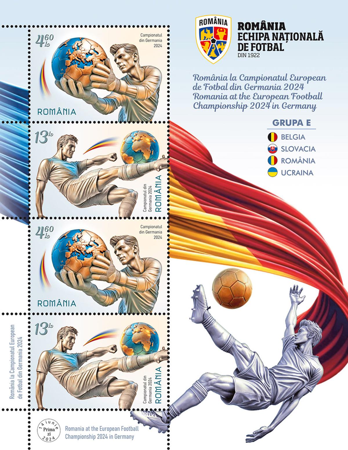 Moment unic pentru colecționari: Romfilatelia a lansat timbre speciale pentru EURO 2024
