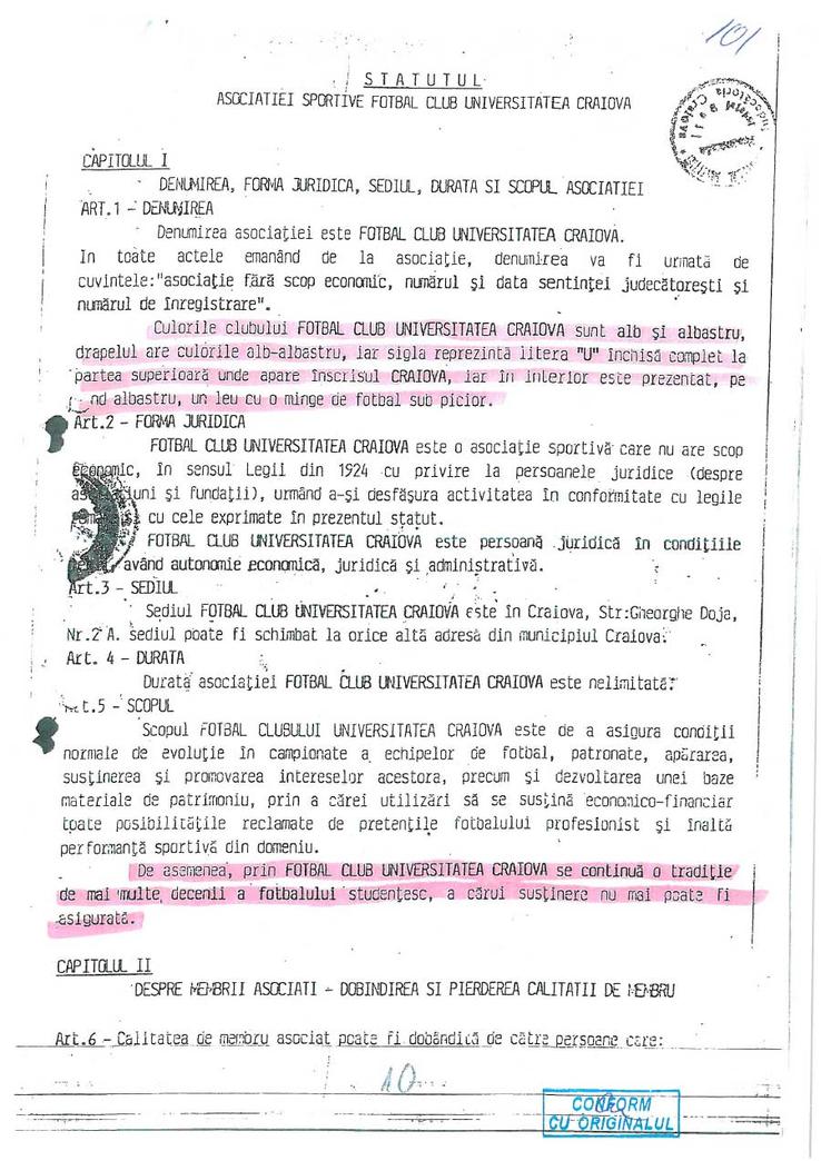 Documentele publicate de FCU Craiova / Sursă foto: Facebook