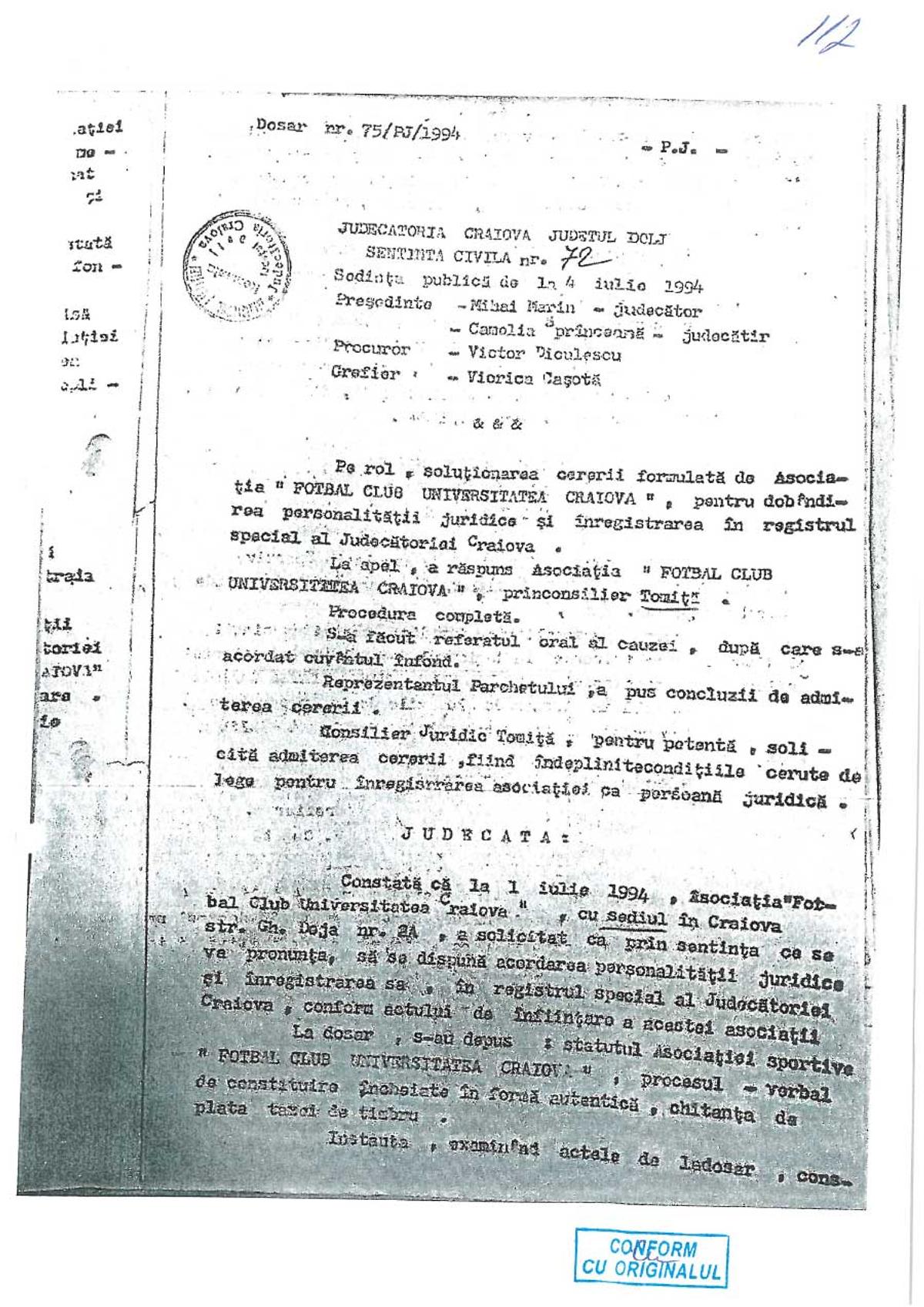 Documentele publicate de FCU Craiova: Adrian Mititelu susține că echipa sa deține sigla și palmaresul Universității