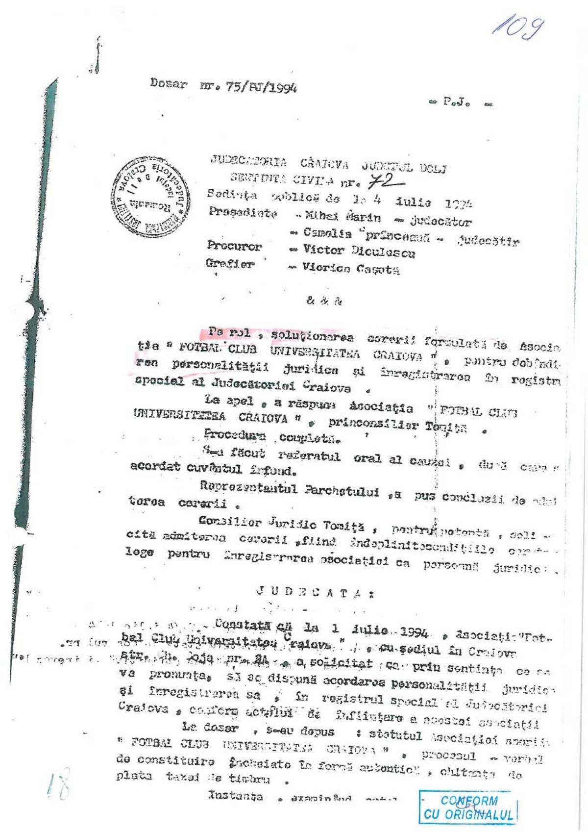 Documentele publicate de FCU Craiova: Adrian Mititelu susține că echipa sa deține sigla și palmaresul Universității