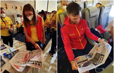 Cu Gazeta Sporturilor spre Tokyo » Olimpicii României au răsfoit ediția specială dedicată lor de GSP în ziua zborului