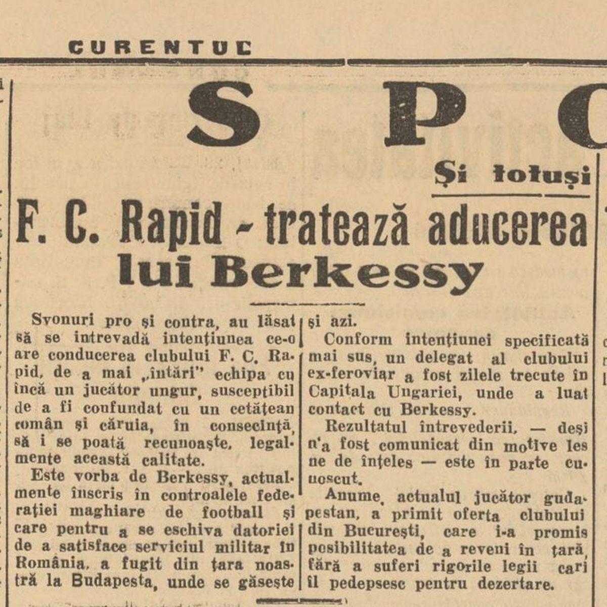 Elemer Berkessy, primul jucător născut pe teritoriul actual al României ajuns la FC Barcelona