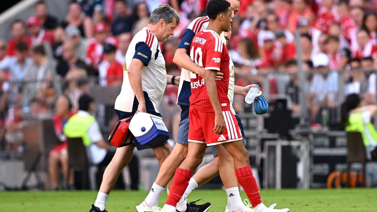Momente de panică în amicalul lui Bayern » Jamal Musiala s-a prăbușit pe teren la două minute după gol