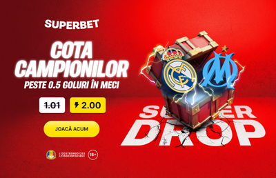 Superbet bate propriile recorduri: cotă 2.00 în loc de 1.01 la Real Madrid - Marseille!