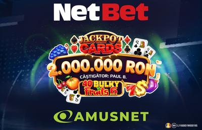 Câștig senzațional la NetBet Casino: peste 2 milioane de lei la Jackpot Cards Amusnet
