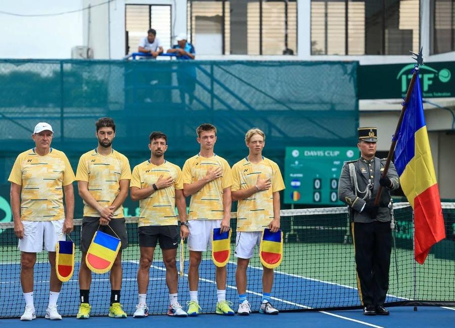 Echipa României de Cupa Davis pentru întâlnirea cu El Salvador Foto: FR Tenis România a urcat în play-off-ul pentru Grupa Mondială II din Cupa Davis, după 3-1 contra El Salvador » Două victorii pentru Radu Țurcanu