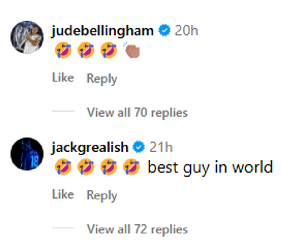 foto: Grealish și Bellingham au reacționat la postare / instagram @erling Stilul vestimentar al lui Haaland și geanta de 10.000 de euro au stârnit reacțiile foștilor lui coechipieri
