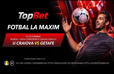 Bet Builder U Craiova vs Getafe, cota 6.00 la TopBet