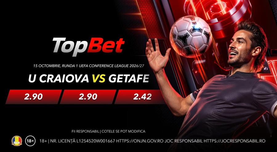 Bet Builder U Craiova vs Getafe, cota 6.00 la TopBet