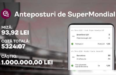 Supercâștig pentru un parior extrem de inspirat: cu doar 93.92 de lei, a pus mâna pe un milion!