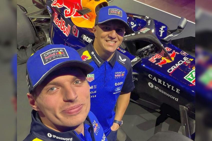 Max Verstappen și Isack Hadjar, alături de noul monopost Red Bull Racing // foto: Instagram @ redbullracing