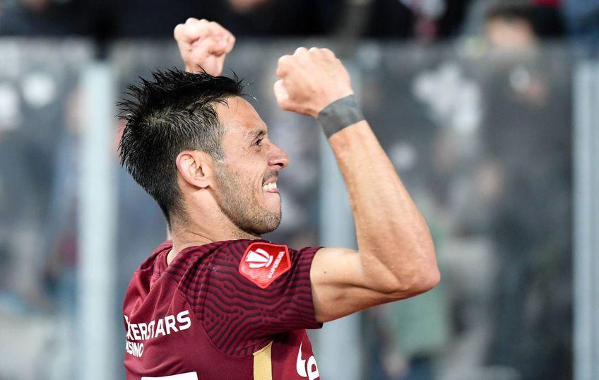 Mario Camora (36 de ani) a fost integralist în Lazio Roma - CFR Cluj, scor 1-0, turul play-off-ului pentru „optimile” Conference League, și a bătut un record istoric deținut de Marius Lăcătuș (58 de ani).
