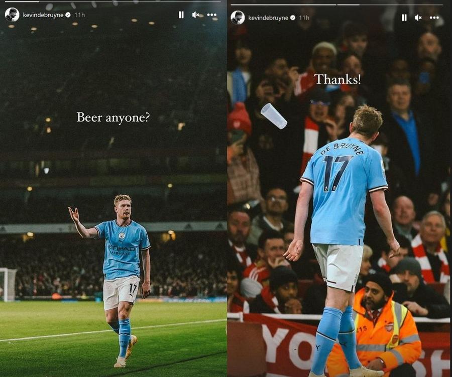 foto: Instagram @Kevin De Bruyne Incident la derby-ul Arsenal - Manchester City, cu Kevin De Bruyne în prim-plan » „Tunarii” nu l-au iertat