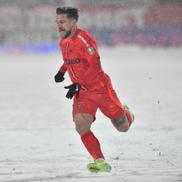 Alex Băluță în Gloria Buzău - FCSB, disputat pe ninsoare, foto: Cristi Preda / GSP // 16.02.2025