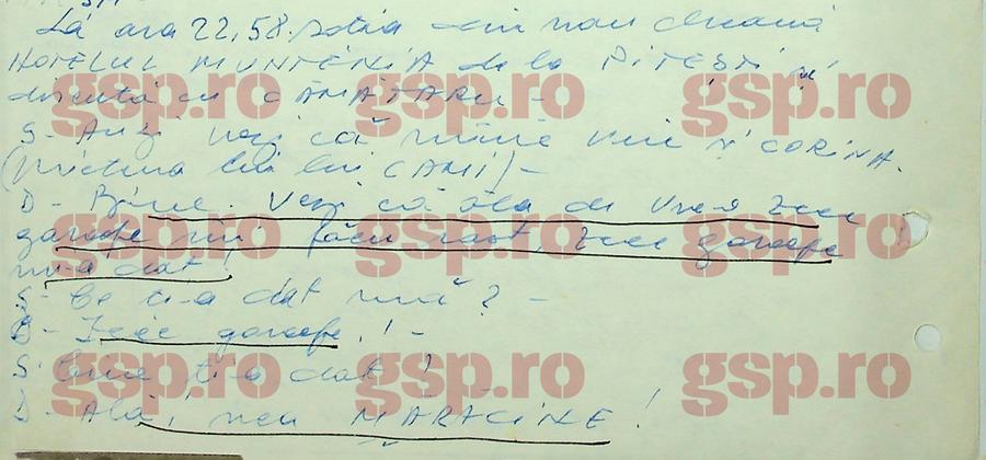 Pasajul din stenograma convorbirii din 21 iunie dintre Cămătaru și sora sa, Marcela, căreia îi vorbea despre „garoafele” primite dinspre omul Târgoviștei. Foto: arhivele CNSAS Stenograme incredibile: cum negocia Craiova Maxima vânzarea de meciuri! Cămătaru: „Mi-a dat zece «garoafe»” + „«Materialul» e la Ștefănescu!” » Reacția: „Să fie de capu' lor!”