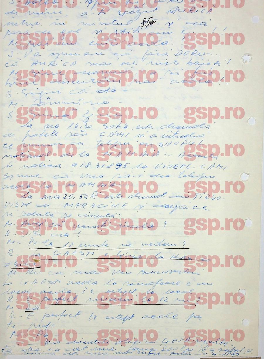 Pasaj din stenograma din 20 iunie 1983, în care Mărăcine și Beldeanu stabiliseră inițial o întâlnire secretă la Găești. Foto: arhiva CNSAS Stenograme incredibile: cum negocia Craiova Maxima vânzarea de meciuri! Cămătaru: „Mi-a dat zece «garoafe»” + „«Materialul» e la Ștefănescu!” » Reacția: „Să fie de capu' lor!”