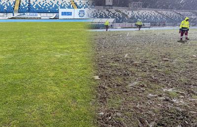 Prăpăd în urma „stejarilor” » Gazonul arenei, distrus complet: s-au investit peste 500.000 de euro