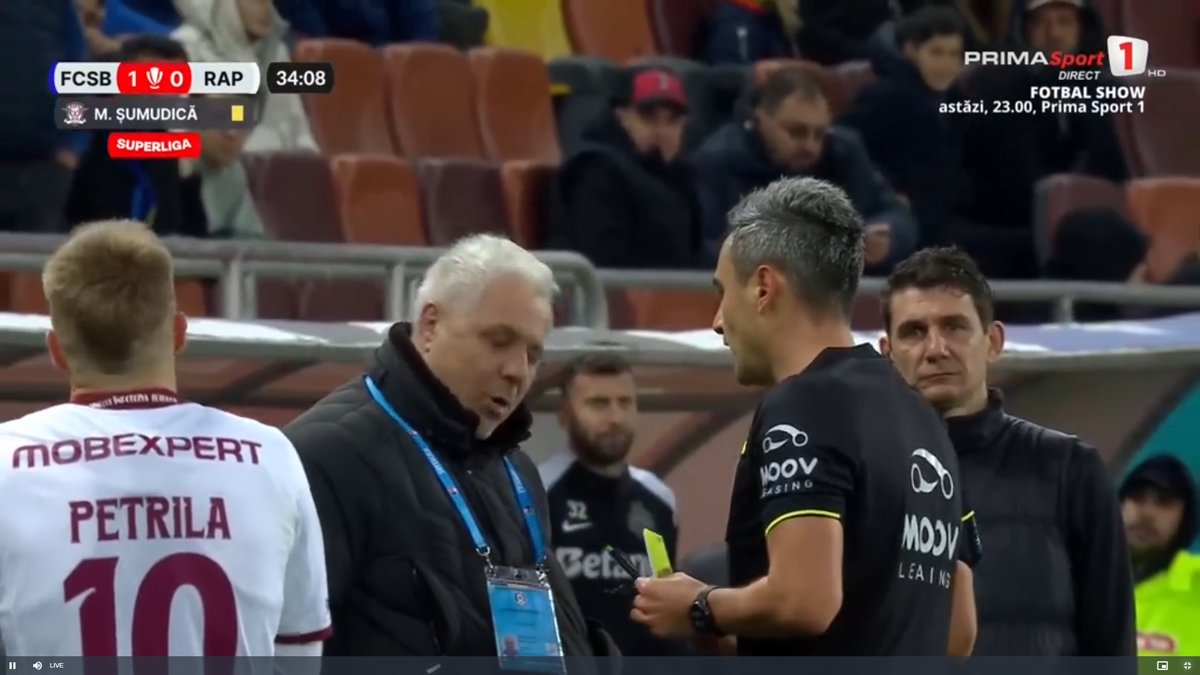 Rapid a cerut penalty în prima repriză a derby-ului cu FCSB