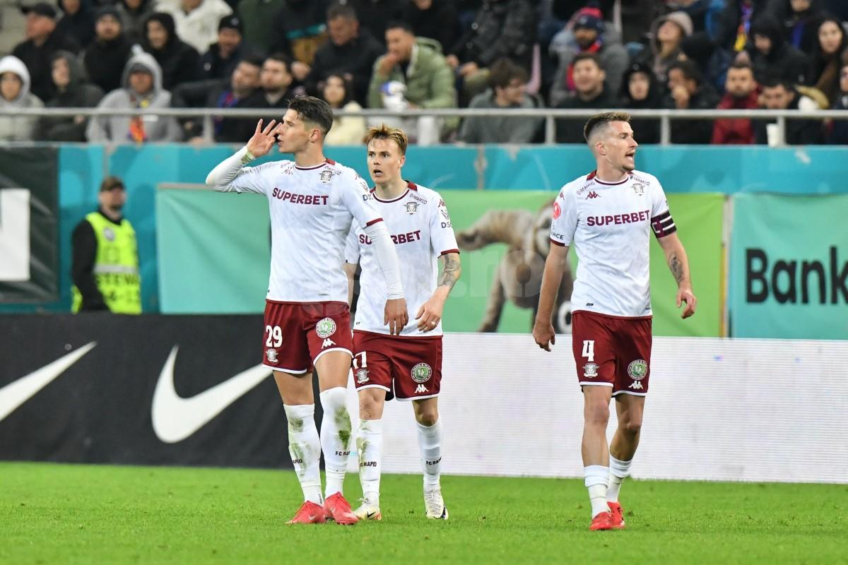 FCSB - Rapid 3-3 » Cel mai spectaculos meci al sezonului! Rapid rămâne „kriptonita” roș-albaștrilor și în inferioritate numerică