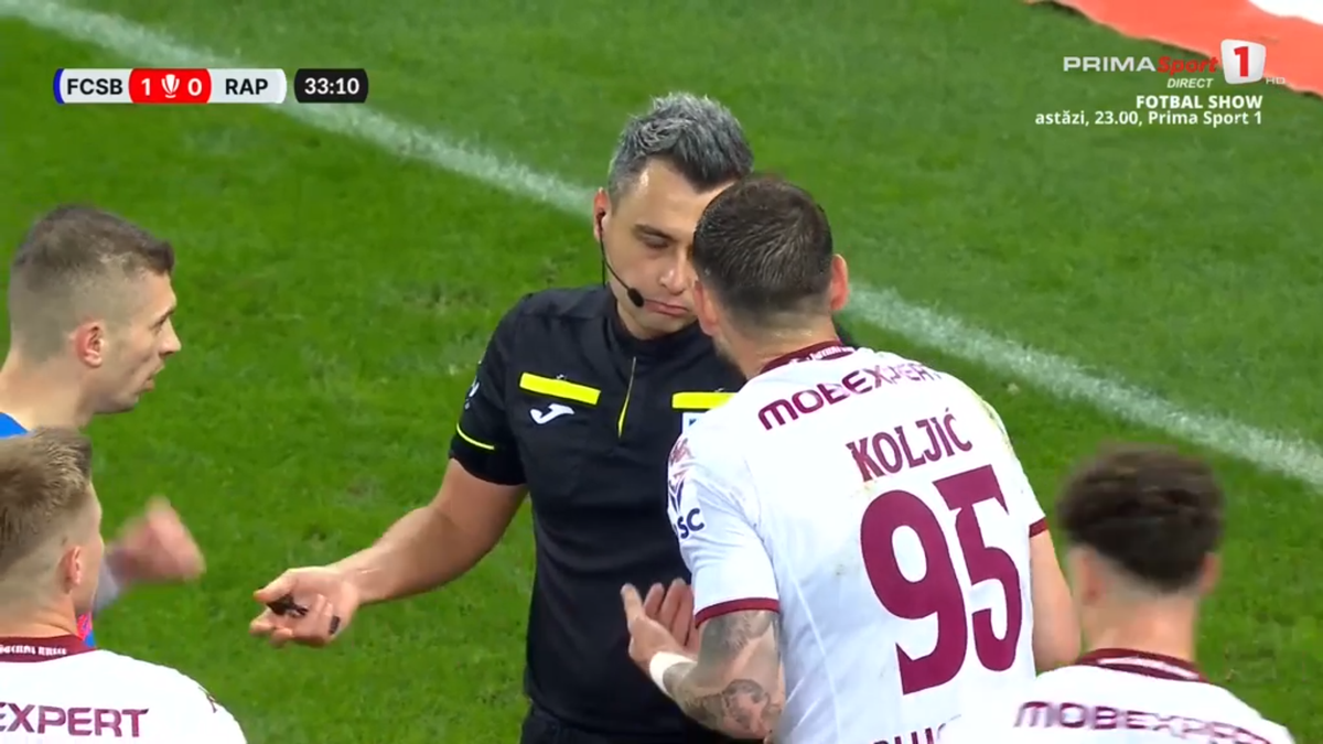 Rapid a cerut penalty în prima repriză a derby-ului cu FCSB